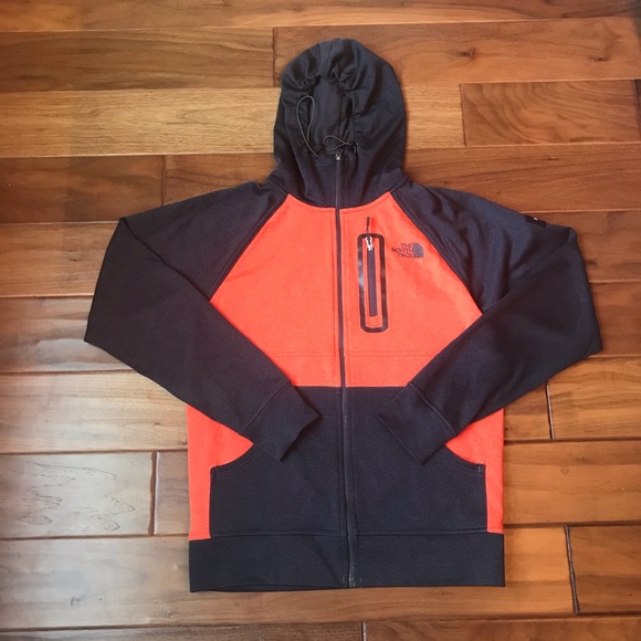 north face orange black jacket